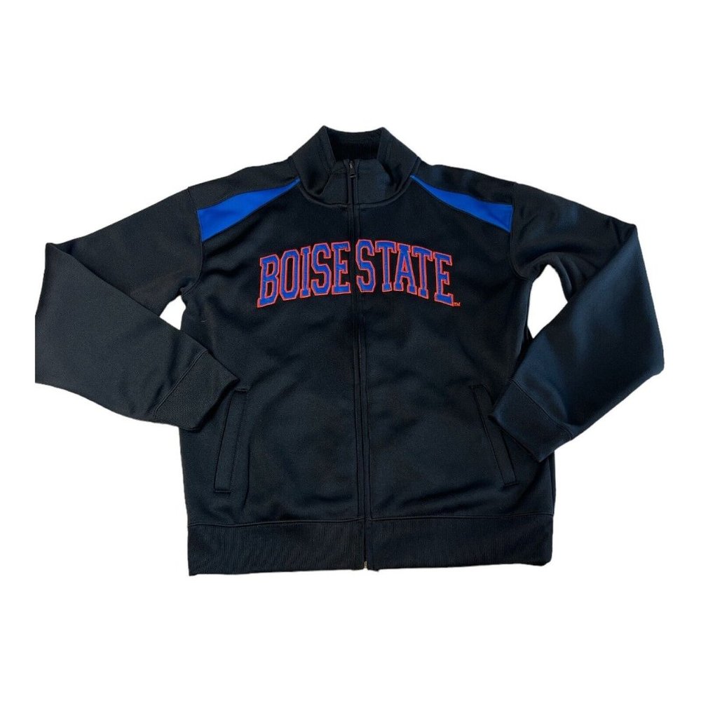Boise‎ State Campus Drive Mens Jacket Black Mock Neck Zip Pockets Fleece S